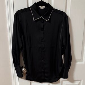 Jason Wu Black Shirt with Rhinestone Collar